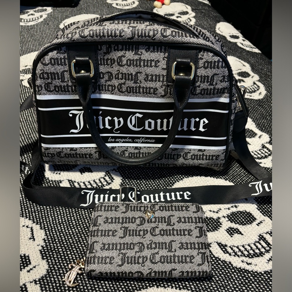 Juicy couture bowler bag and wallet set black and grey